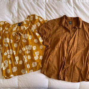 GAP Bundle: Button Up & Floral Blouse (sz XL)